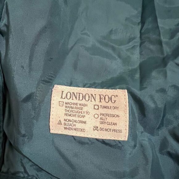 vtg retro 90s London Fog Parka Jacket green chore coat Anorak Large‎ drawstring - Picture 14 of 14